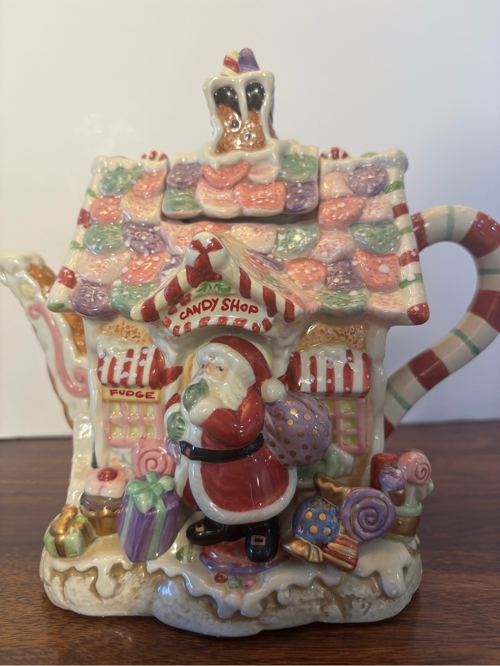 Fitz & Floyd Christmas Candy Land Express CANDY SHOP Teapot No Box EUC